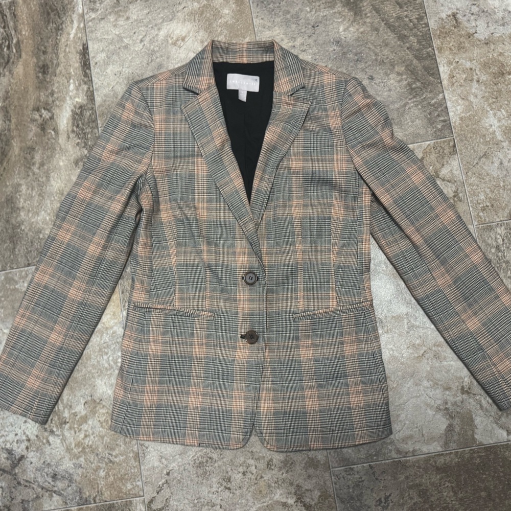 Chelsea28 Plaid Blazer in Gray and Tan